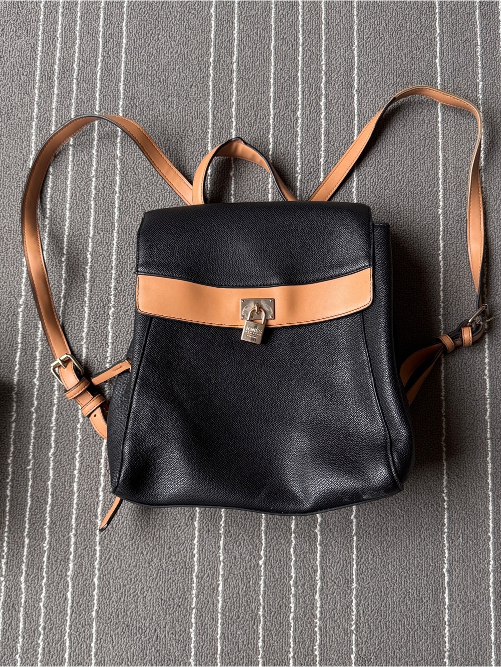 Classic Black and Tan Leather Backpack